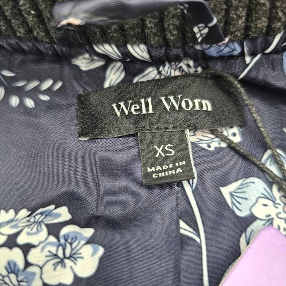 NWT Well Worn Womens Size XS  Charcoal Grey Bomber Jacket Snap-up Pockets - Picture 5 of 6